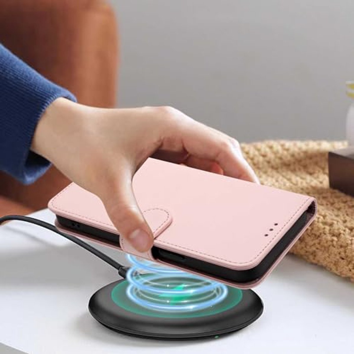 COMAKU Hoesje voor Oppo Reno 14 F 5G / Reno 14F 5G, premium lederen TPU siliconen hybride textuur is antislip en schokbestendig telefoonhoesje