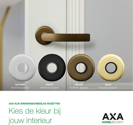 Zwarte deurkruk met keuze uit natuurlijke, zwarte, bronzen en gouden rozetten.