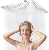 Pommeau de douche à effet pluie DERW MAX 12 pouces - Ø 30 cm - Chrome - Pommeau de douche carré - Douche de tête