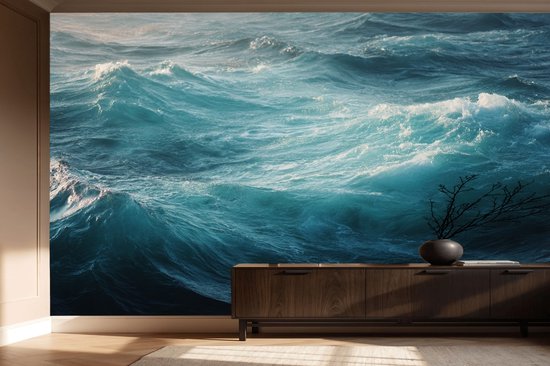 Naadloos behang Fotobehang - Ocean's Serenity Waves - 250x300 centimeter