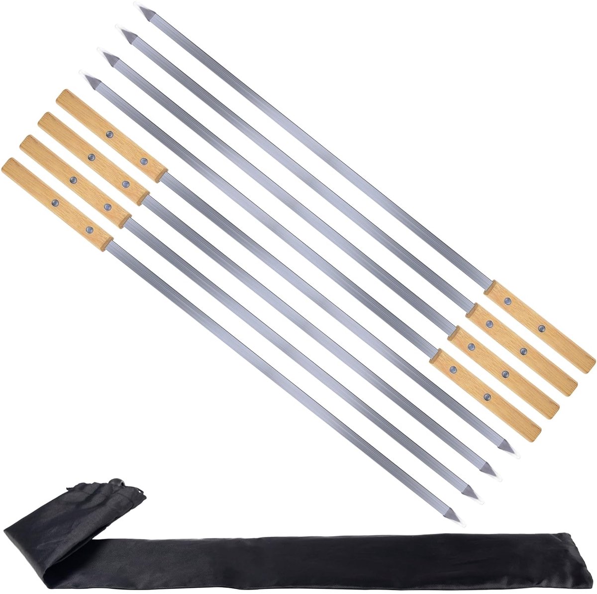 Platte grillspiesen - roestvrij staal - 8 stuks - 55 cm