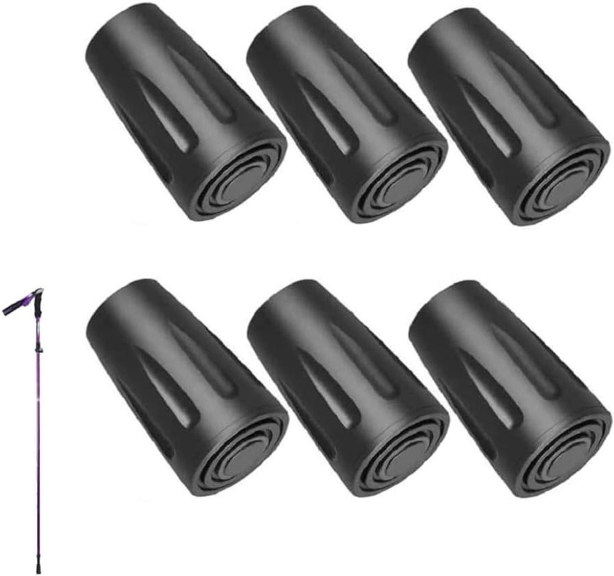 Titel: Set van 6 Wandelstok Beschermingsrubberen Doppen voor Nordic Walking Stokken - Rubberen Accessoires voor Wandelen en Trekking Polen