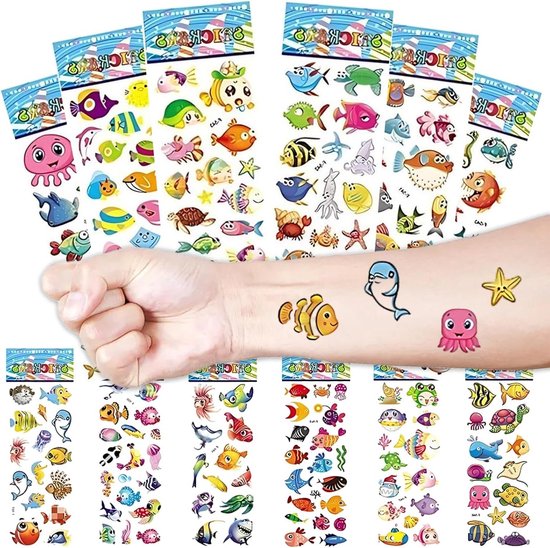 Vicloon Grote 3D-stickers voor kinderen, meer dan 600 stickers voor kinderen, 12 verschillende vellen voor waardevolle geschenken, verzamelalbums, inclusief dinosaurus, vis, vlinder, beer, panda