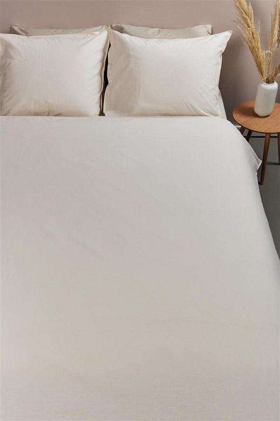 Ambiante Cotton Uni dekbedovertrek - Effen - Eenpersoons - 140x200/220 - Zand van Ambiante — afbeelding 5