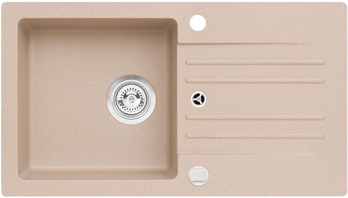 Alveus Cortina - Granieten spoelbak 75x42 cm, met draaiknopbediening, beige 1133439