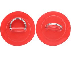 2Pcs Marine Fixed Buckle Paddle Board D-Ring Kayak D-Ring Pad Inflatable Boat D-Ring Patch with Bungee Cord for Marine Kayak(Red)