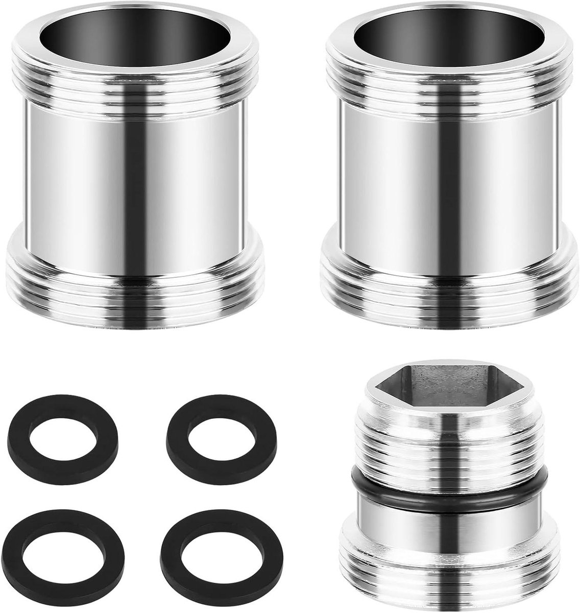 Allecto plus - 3-delige set kraanadapters M22 naar M24 en M22 naar M18 voor keukenkranen - Waterbesparing - Waterfilter - Slangbeluchter