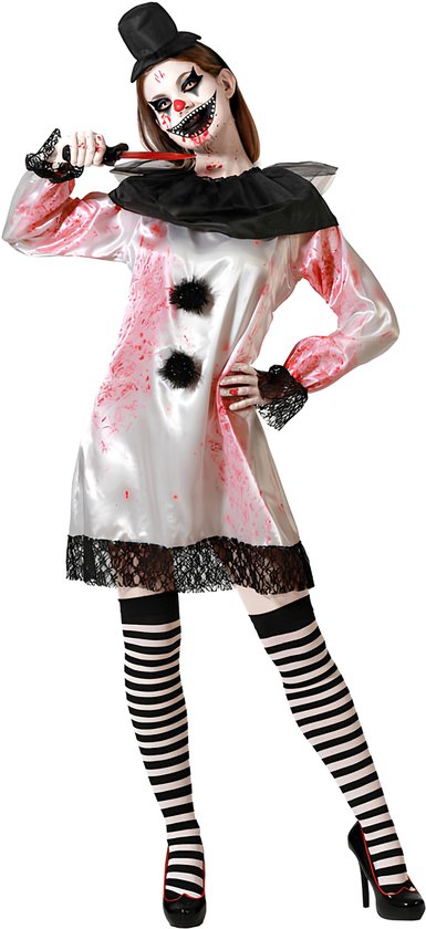 ATOSA - Pierrot-moordenaar-vrouwenkostuum - M / L