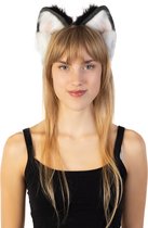 Kattenoren cosplay set, kattenoren, pluche kattenstaart, schattige poten, cosplay dierenjurk, voor party, cosplay, Halloween, carnaval voor kinderen, vrouwen en meisjes, zwart