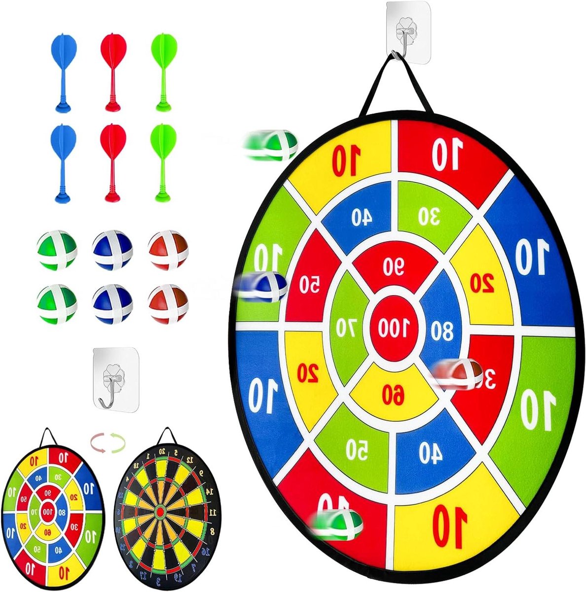 Zeynomax - Dubbelzijdig Opvouwbaar Dartbord voor Kinderen - Veilig Kinderspeelgoed met Ballen - Interactief Speelgoed - Geschikt voor Binnen en Buiten - Leerzaam Spelplezier