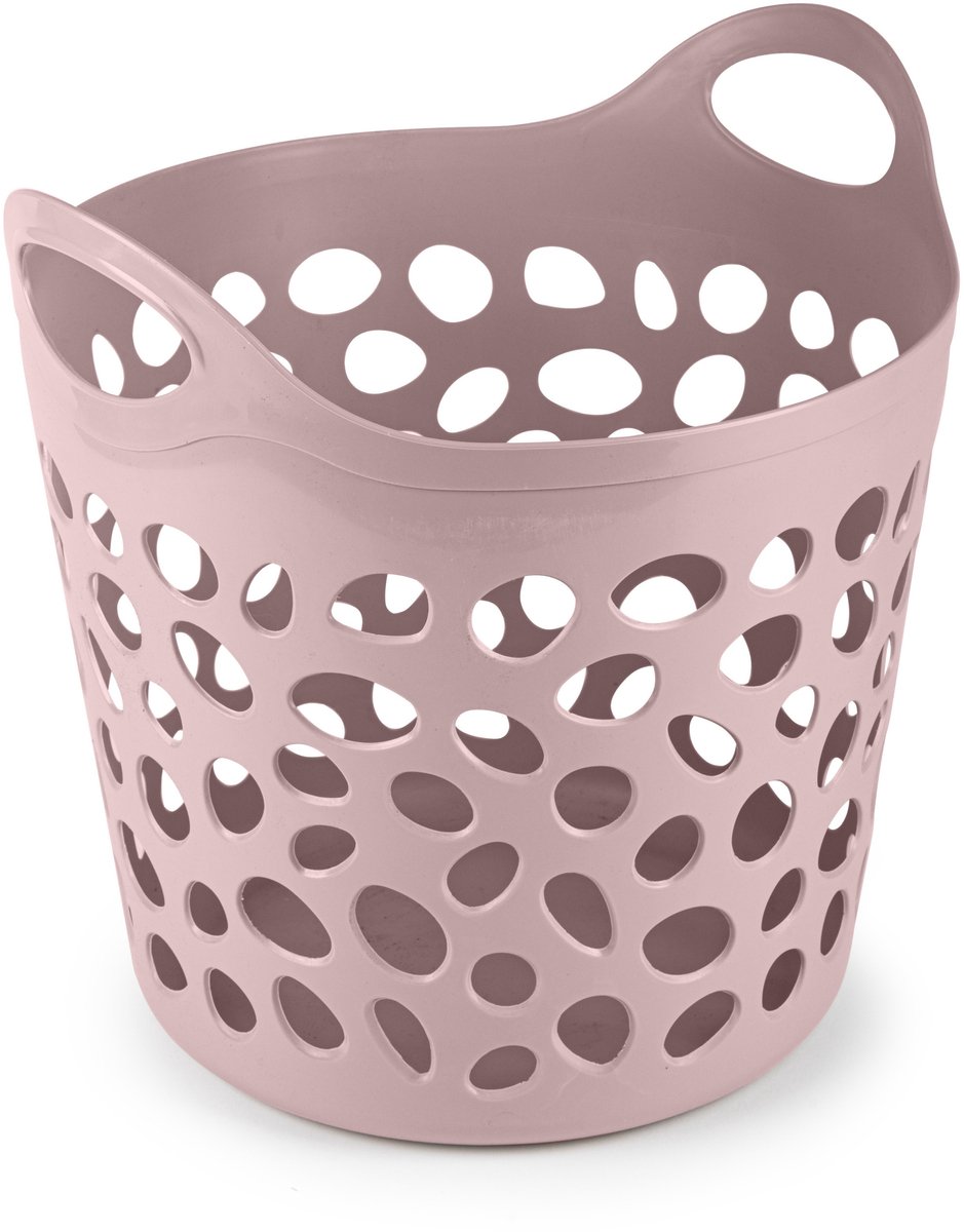 Plasticforte Flexibele wasmand/opbergmand - rond - roze - 35 liter - D40 x H39 cm