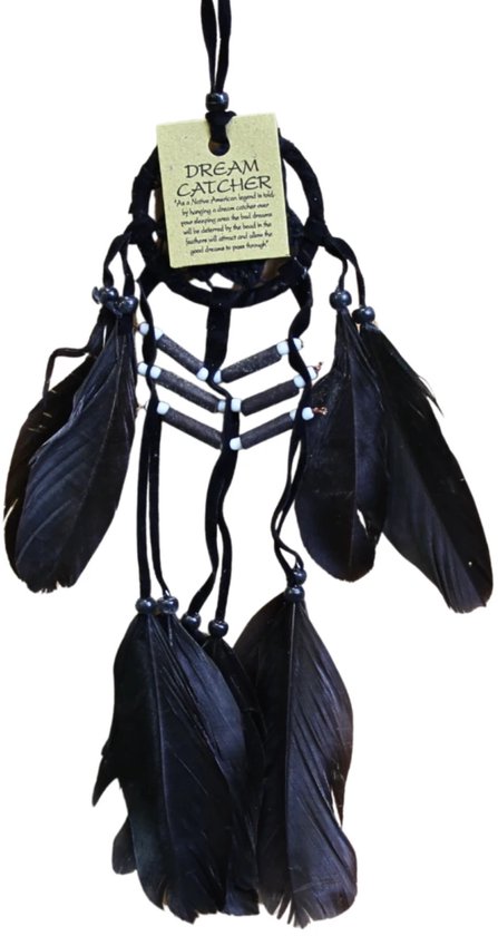 Attrape- Dromenvanger - plumes - cuir - 6cm