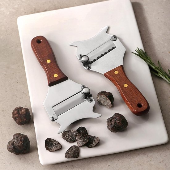 Truffelschaaf - Verstelbare Gourmethobel - RVS Truffelsnijder met Houten Handvat - Verstelbare Mes voor Truffels en Kaas van Merkloos	 — afbeelding 4
