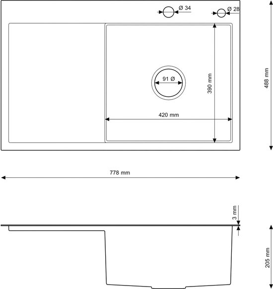 Linie Vano enkele wastafel glanzend composiet marmer 90 x 46,5 cm | Prijzen vergelijken