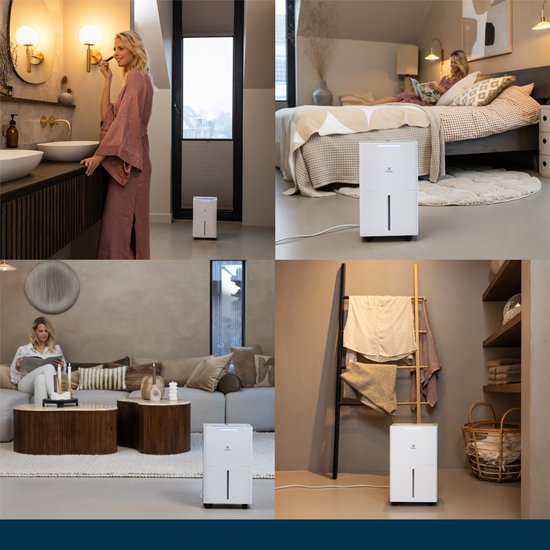 Vibrix DryFlow6 Luchtontvochtiger – 6L per dag – Wasdroogfunctie – Stil & Energiezuinig – Ontvochtiger voor Badkamer, Kelder, Zolder & Slaapkamer – Slimme Dehumidifier