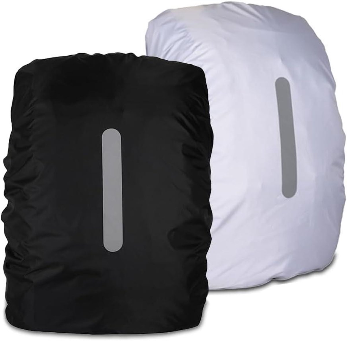 Allecto Plus - Waterdichte regenhoes voor rugzak, reflecterende rugzakhoes (2 stuks) - 30L-40L - Opvouwbaar - zwart en grijs - wandelen, kamperen, touring.