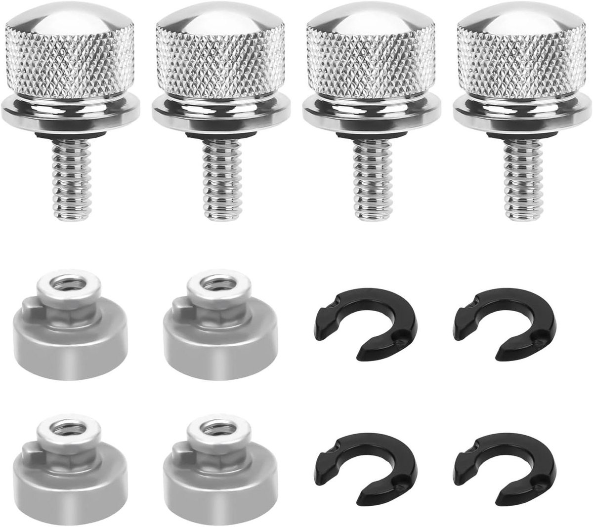 Allecto Plus - 8-delige Set Motorfiets Zadelbouten van Aluminium voor Harley-Davidson Motorfietsen - Zadelmontage - 1/4-20 Draad