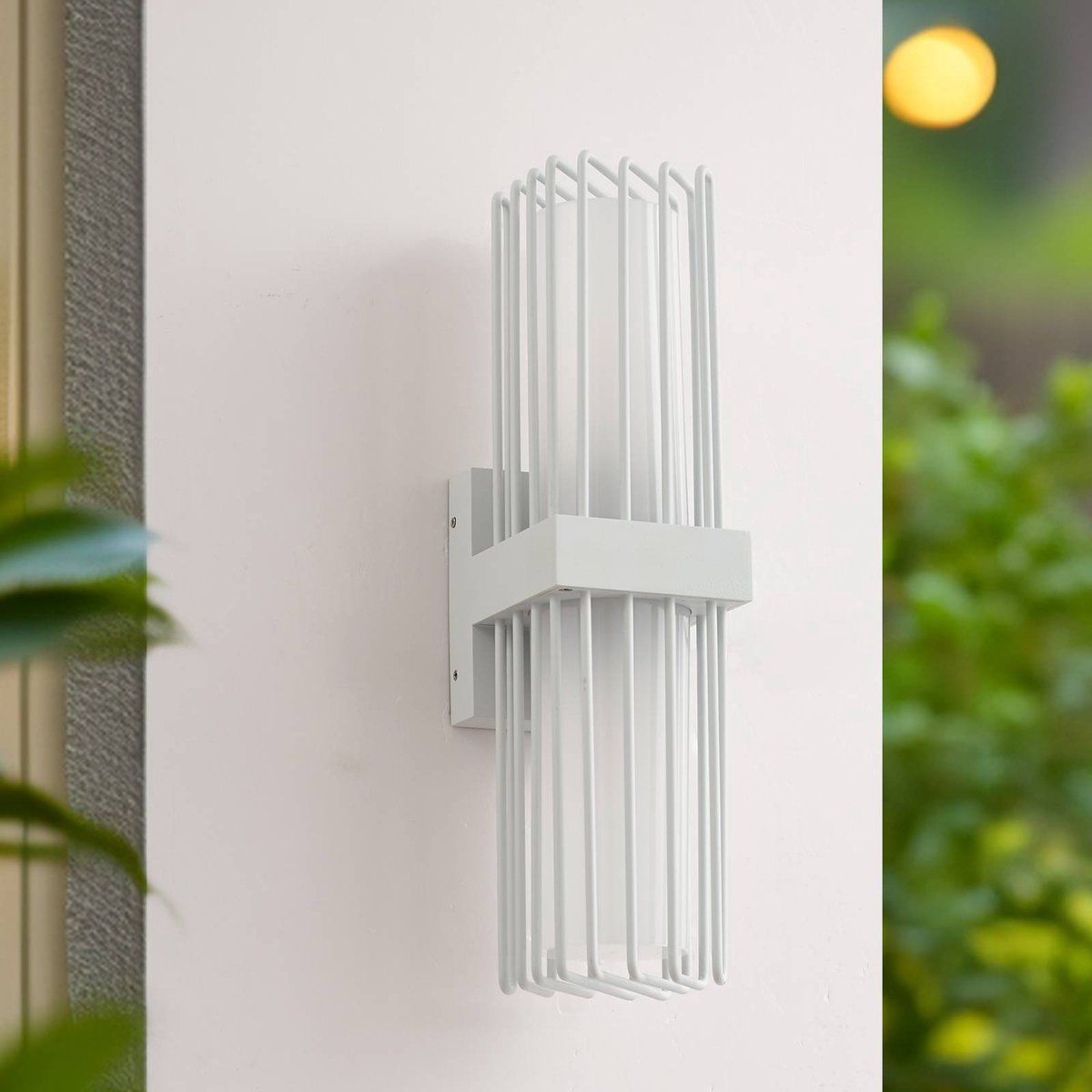 Lucande - Wandlamp buiten - 2lichts - Aluminium, polycarbonaat - H: 41.9 cm - E27 - wit