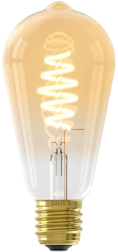 Gouden Edison-lamp met spiraalvormige gloeidraad.