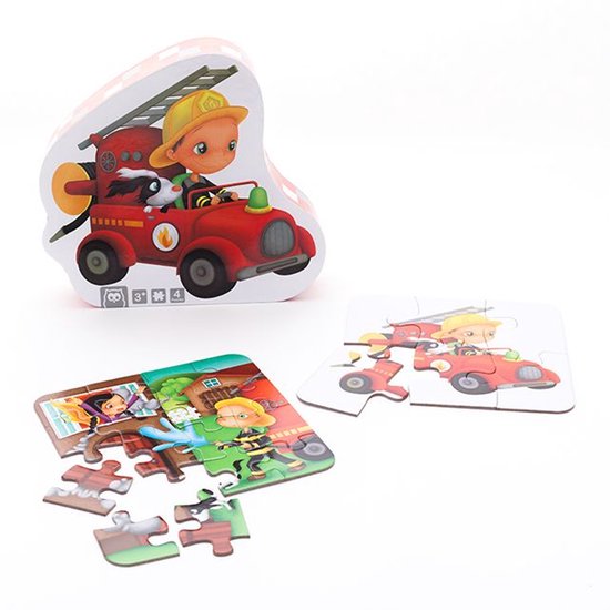 Eurekakids Puzzle 4 en 1 Pompiers - Quatre puzzles pour enfants dans une jolie boîte