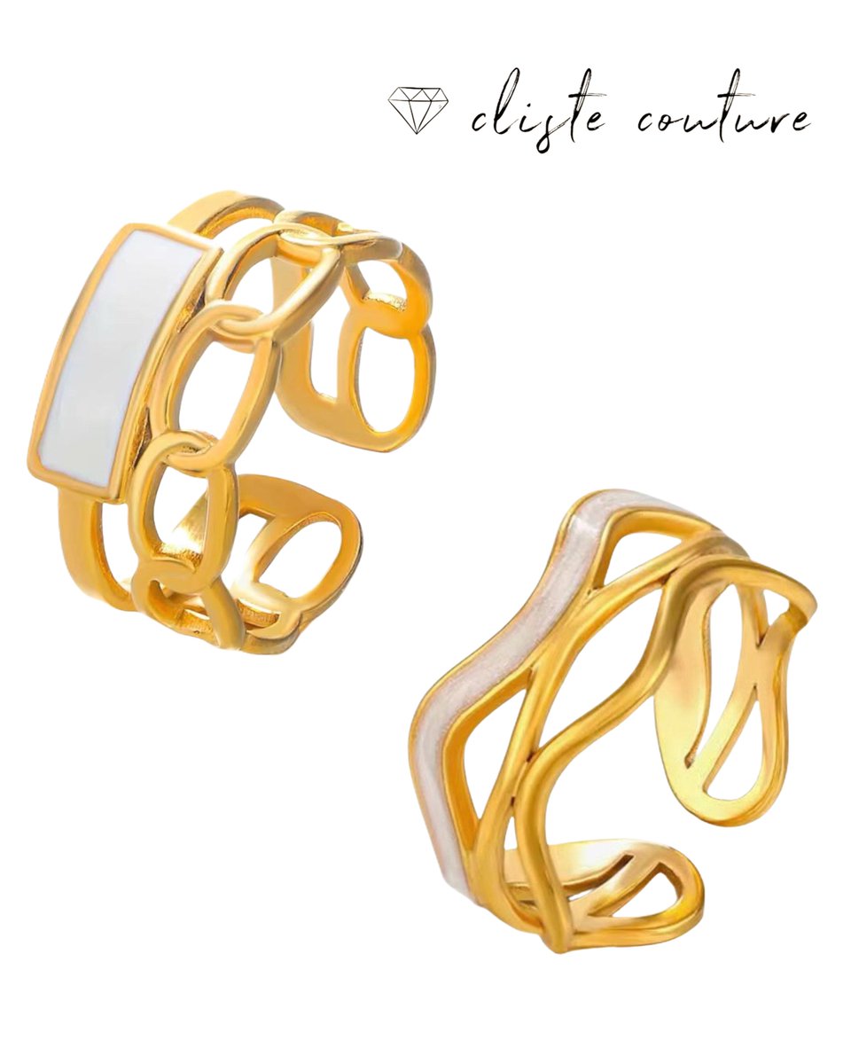 Cliste Couture - Nancy and Gia RingSet - Sieraden - Vrouwen Ring - Goudkleurig - Ringen Dames - Ring