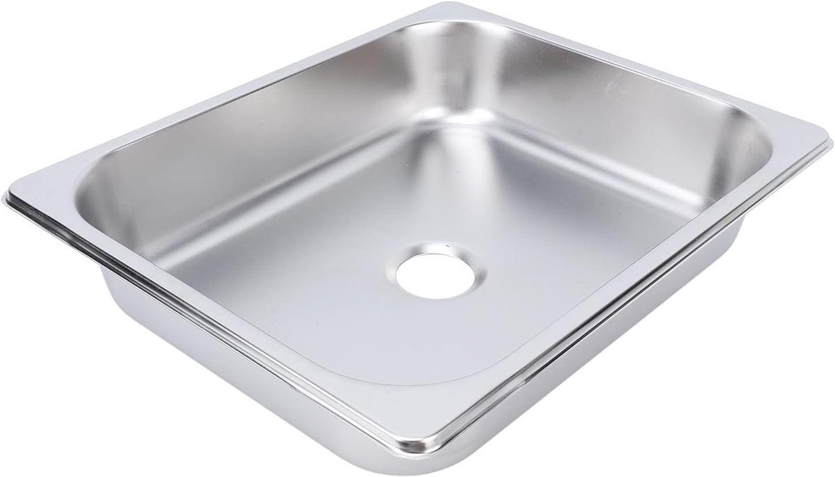 Allecto Premium - Compacte wastafel van 304 RVS met efficiënte afwatering - Vierkant - Keuken en badkamer - Caravan en camper - Boot - Roestvrij stalen kleur