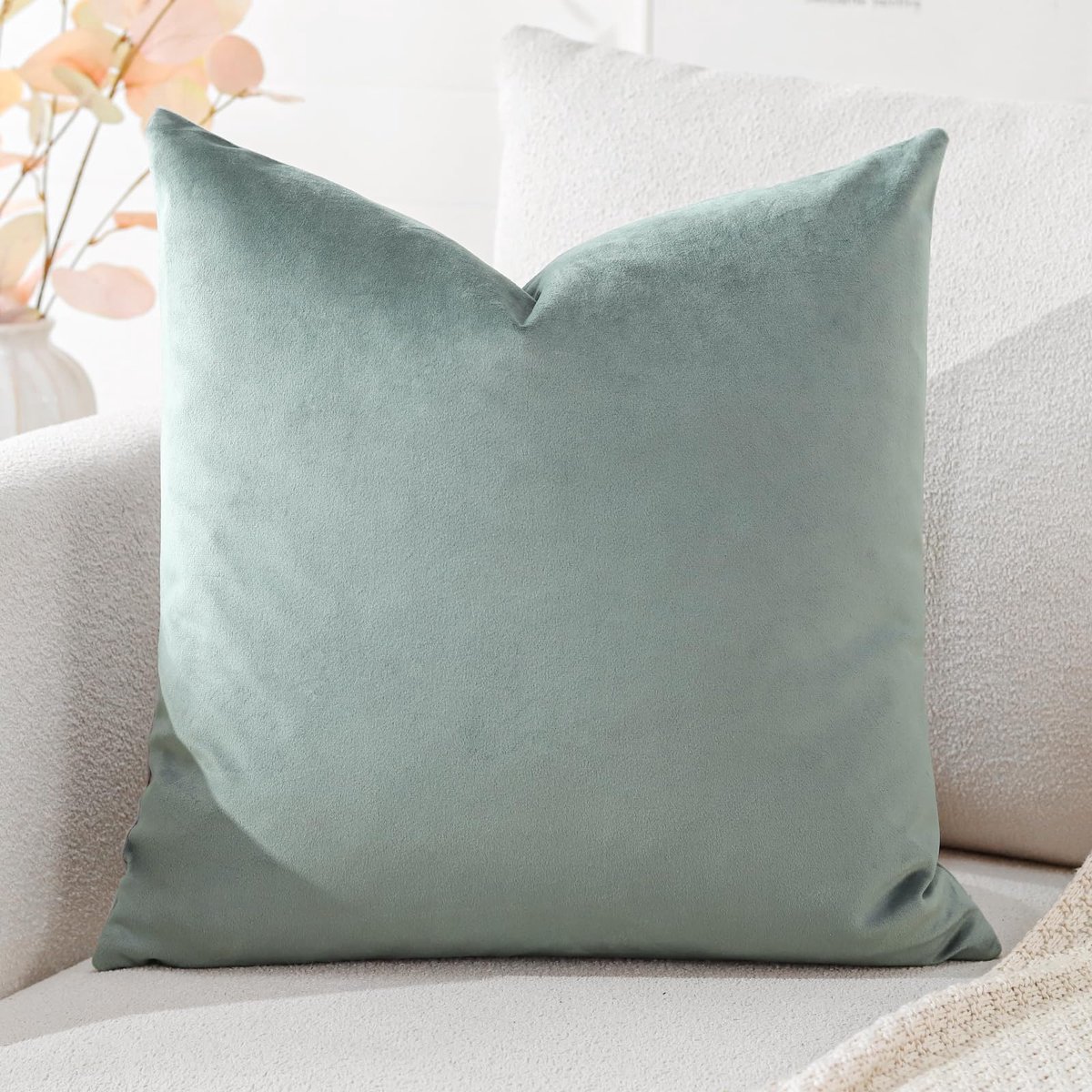 Ibenzoa Luxueuze fluwelen kussensloop voor decoratie en comfort in huis, 40 x 40 cm, lichtgrijs