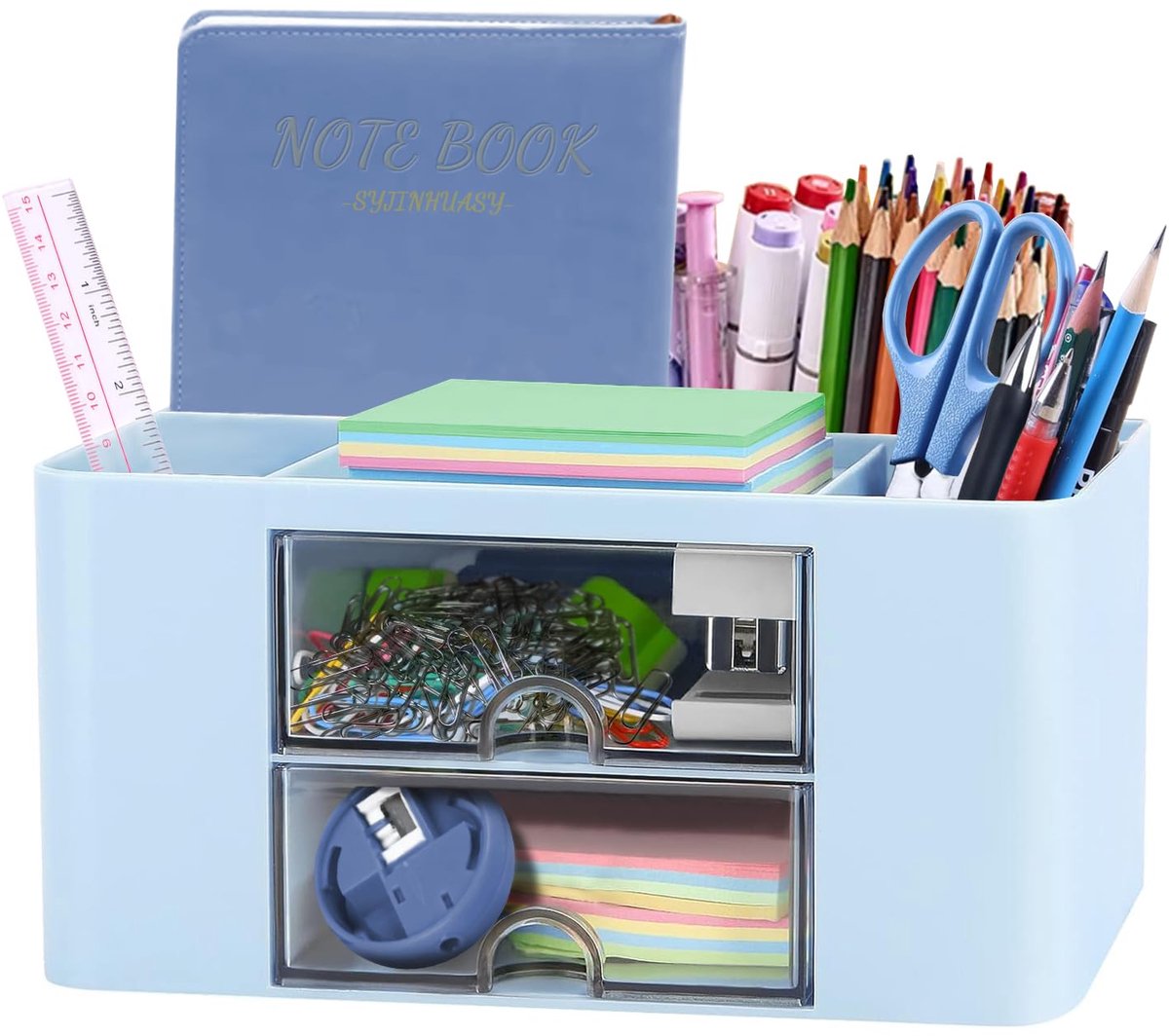Ibenzoa® Multifunctionele Bureau Organizer met 5 Vakken en 2 Laden voor Kantoor en Thuisgebruik