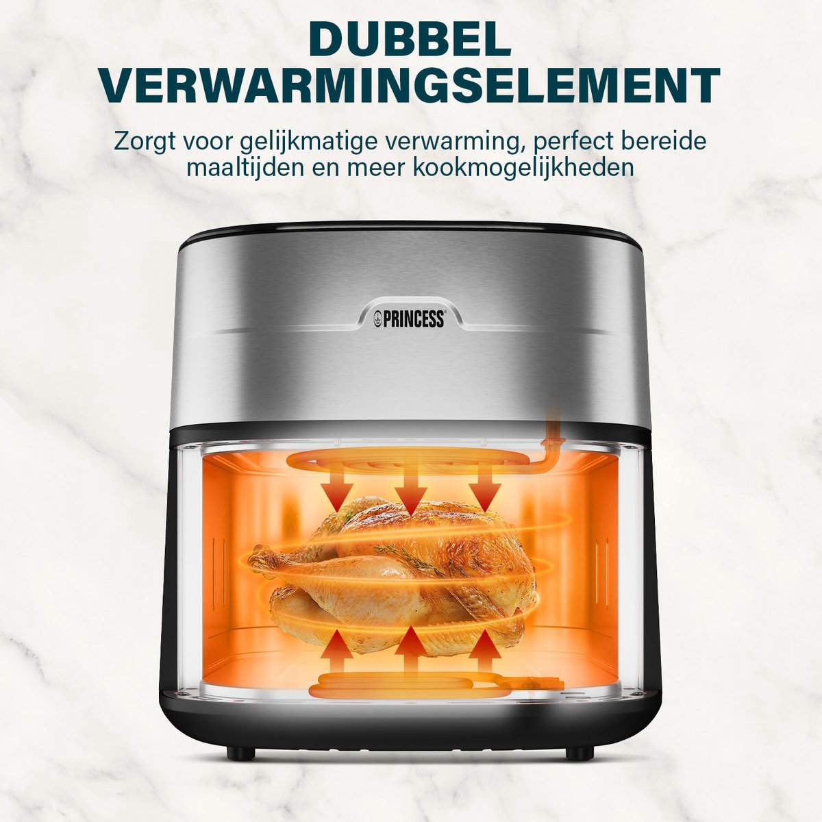 Afbeelding 3 van Princess 182280 Digitale Airfryer 8L - Dual heating - Digitaal LED-touchscreen - PFAS-vrij - Makkelijk schoon te maken