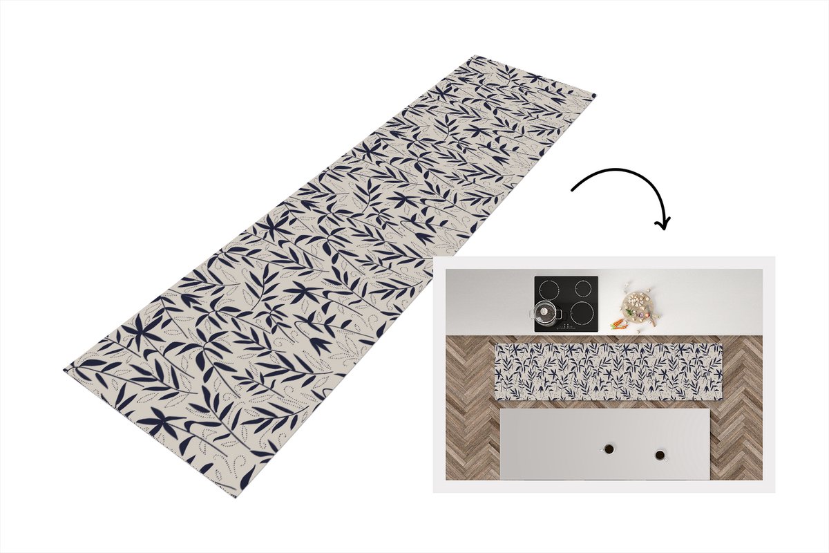 KitchenYeah Keukenloper 240x60 cm - Keukenmat vinyl Planten - Japan - Patronen - Keukenmatten loper - Keuken vloerkleed tapijt