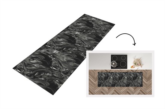 Keukenloper 180x60 cm - Keukenmat vinyl Verf - Patronen - Marmer print - Keukenmatten loper - Keuken vloerkleed tapijt