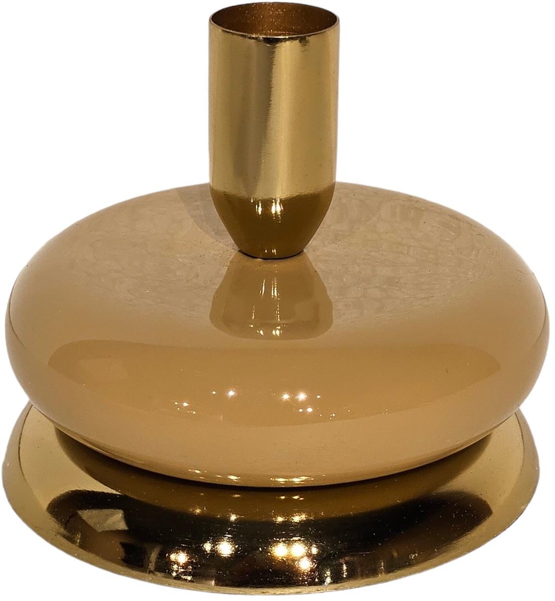 Kandelaar goud/beige emaille 10x10x8,5cm