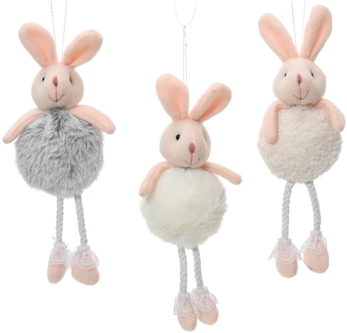 Paashanger Konijn polyester 24cm wit