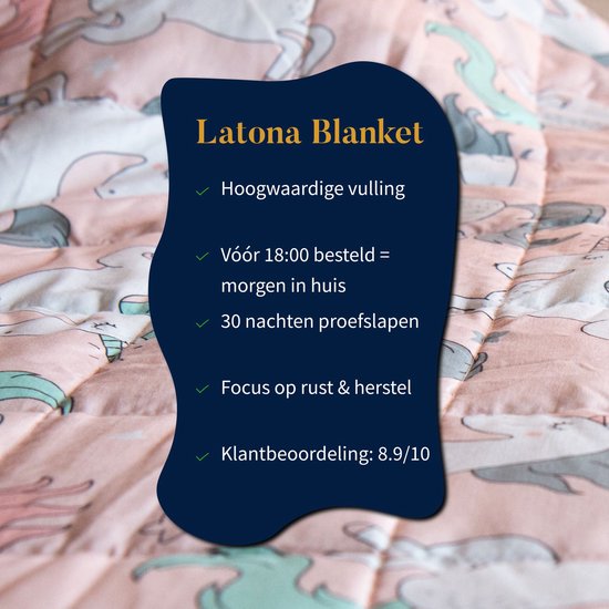 Latona Blanket® Verzwaringsdeken kind 100 x 150cm - 3kg - Eenhoorn - Katoen - Weighted blanket