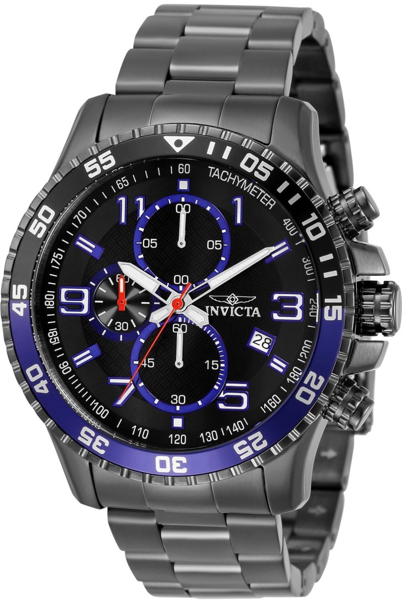 Invicta Specialty 34031 Heren Horloge - Waterdicht - Analoog - Quartz Uurwerk - Roestvrij Staal met blauwe Wijzerplaat - 45mm
