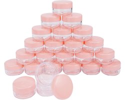 Allecto Plus - Verpakking van 24 lege 10 ml crème potten met deksel - Roze - Reissetje - Cosmetica voor crème, lotion en nagelkunst