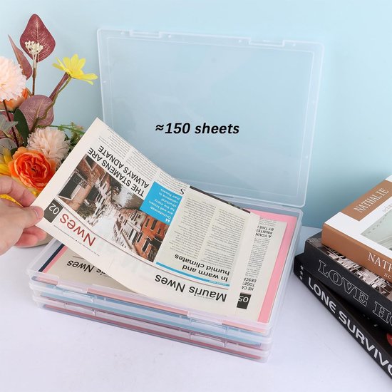 Lot 8 Boîtes Archives A4 Plastique Transparent Empilables - Rangement Documents 30,5 X 22,3 Cm