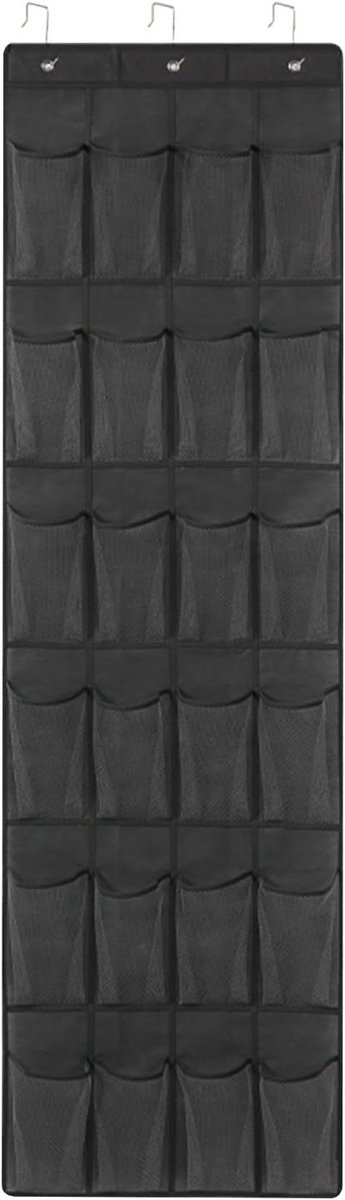 Opbergtas 24 roosters mesh-hangtas - Deuropbergtas - Multifunctionele opbergtas - Speelgoedopbergtas - Zwart .