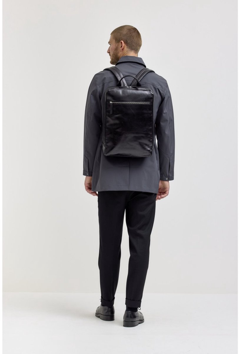 JOST Leren Laptop rugzak Rugzak met laptopvak Skagen Daypack Backpack Black Zwart