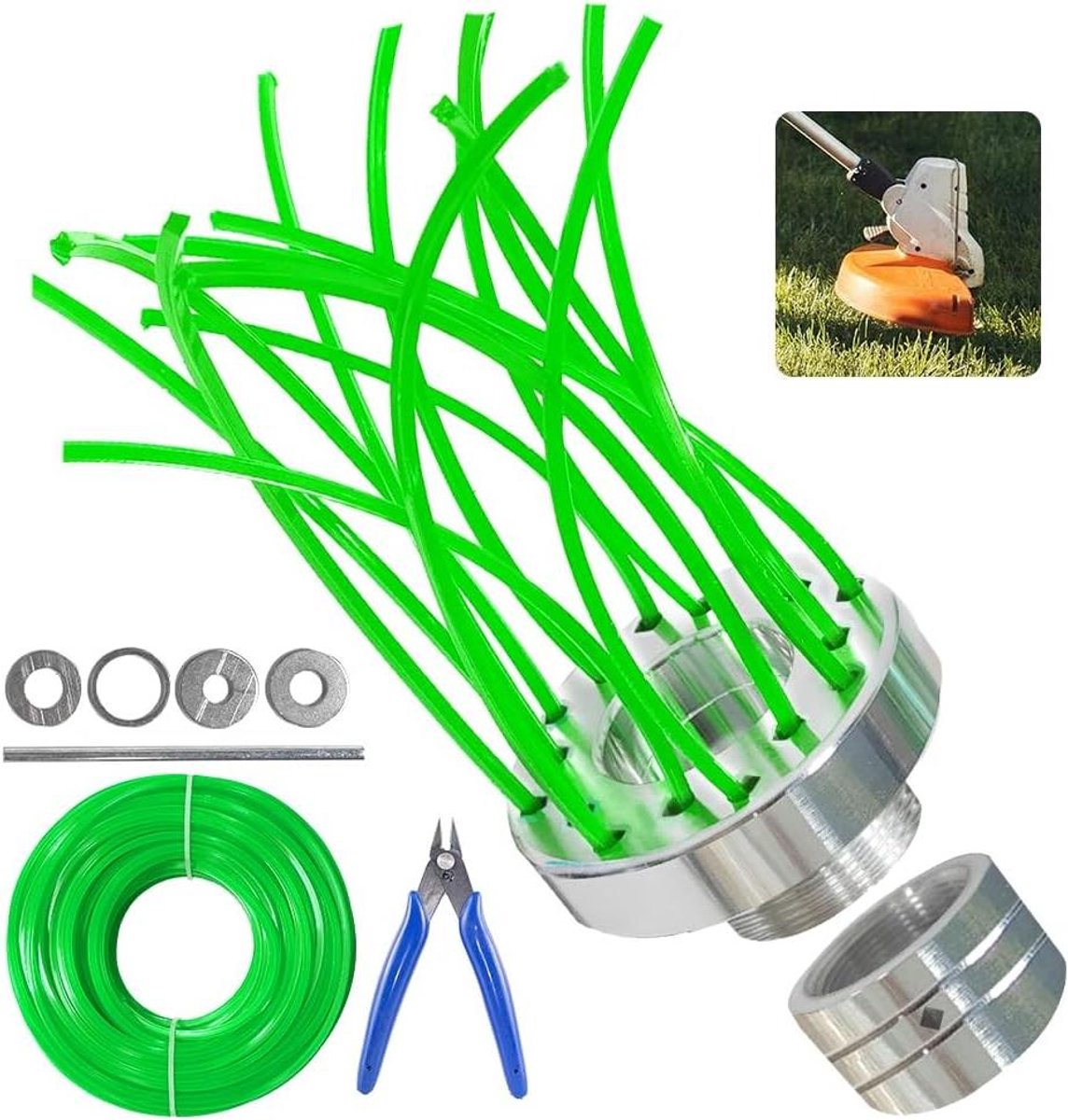 Allecto Premium - Universele Onkruidborstel voor Bosmaaier met Aluminium Grastrimmer en 30m Nylon Draad - Geschikt voor Wildkruid en Bosmaaier