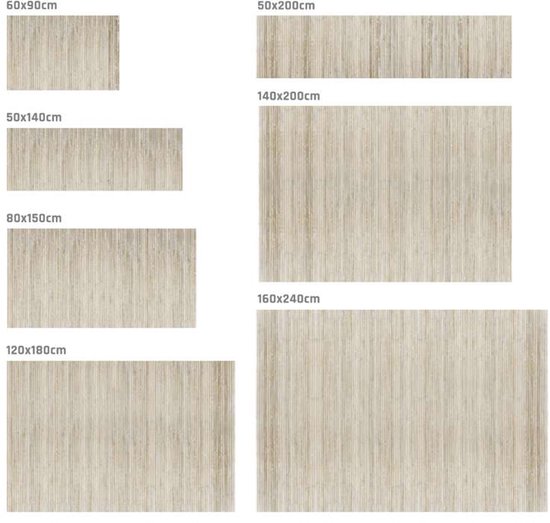 Storesdeco natuurlijke bamboe vloerkleed, antislip – grijs Beige, 60x90cm — afbeelding 2