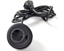 SOTECH inbouwstopcontact (1 x USB-aansluiting / 1 x veiligheidsstopcontact) rond Ø 85 mm zwart contactdooselement incl. aansluitsnoer met stekker voor werkbladen