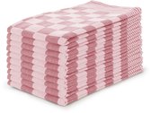 LINNICK Theedoeken set Blok Rood - 65x65 - Set van 10 - Geblokt - Blokdoeken - 100% katoen - Horeca Theedoeken