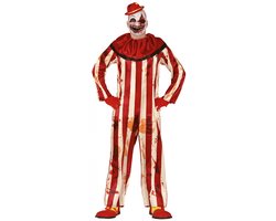 Horror clown Billy verkleed kostuum rood/wit voor heren - Killer clownspak - Halloween verkleedkleding 52/54