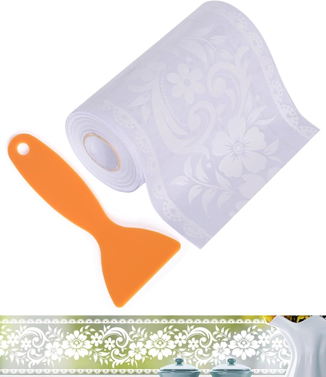 FBBULES Transparant Zelfklevende Behangrand Wit Kant Wandrand Decoratieve Muurstickers PVC Wandbekleding voor Raam Spiegel Glazen Badkamer