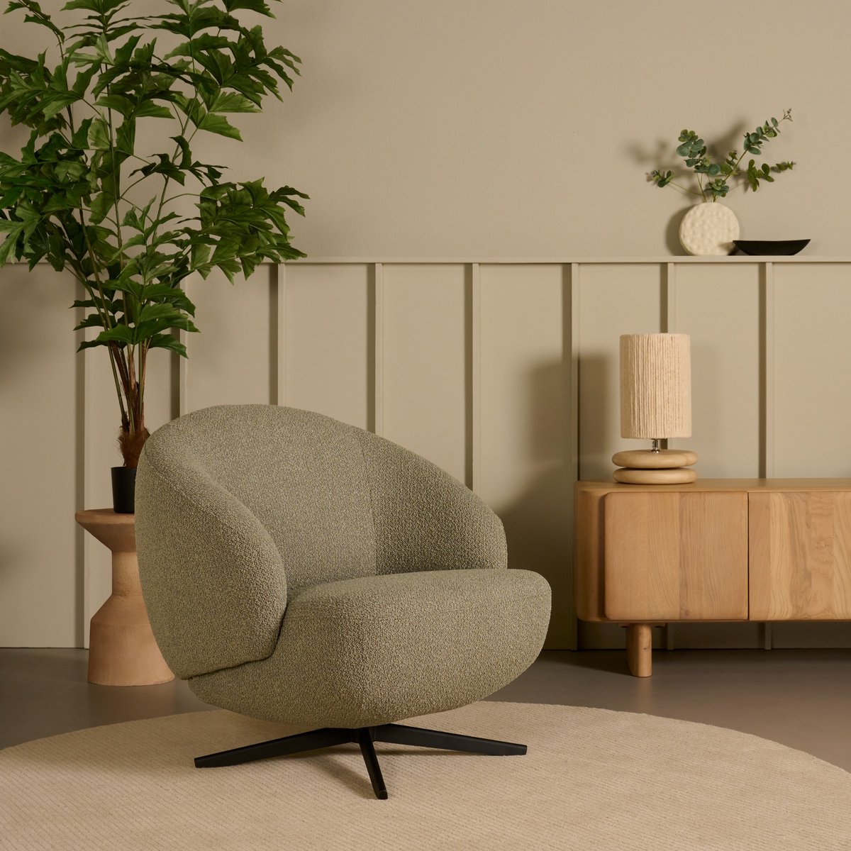 Fauteuil Chance - Textiel / Metaal - Groen - 85 x 79 x 88 cm (BxHxD)