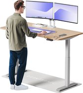 Desktronic HomeOne Zit-sta Bureau Elektrisch In Hoogte Verstelbaar, 160x80 cm Bamboo/Grijs, Stille Dubbele Motor, Hoogte 72-119cm
