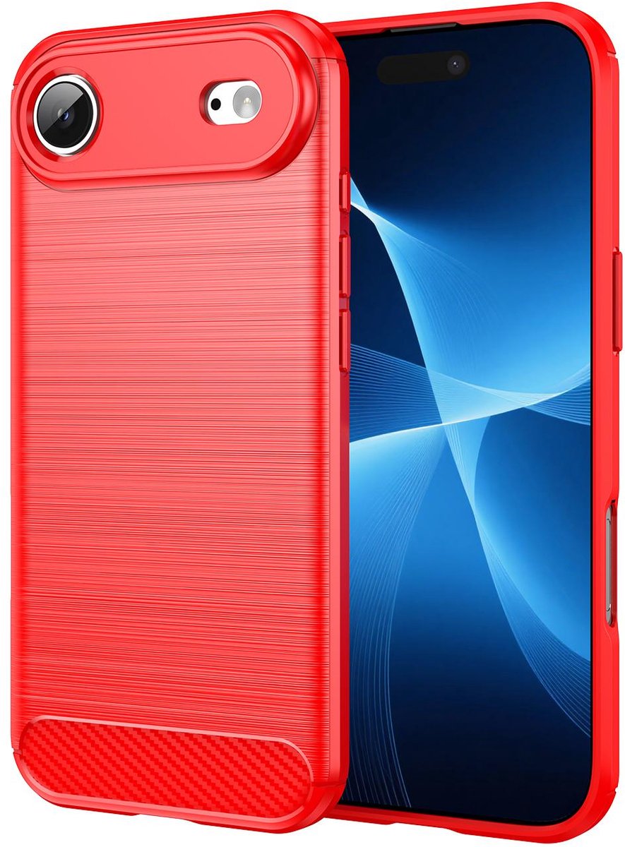 Mobigear Hoesje geschikt voor Apple iPhone Air Telefoonhoesje Flexibel TPU | Mobigear Brushed Slim Backcover | iPhone Air Case | Back Cover - Rood