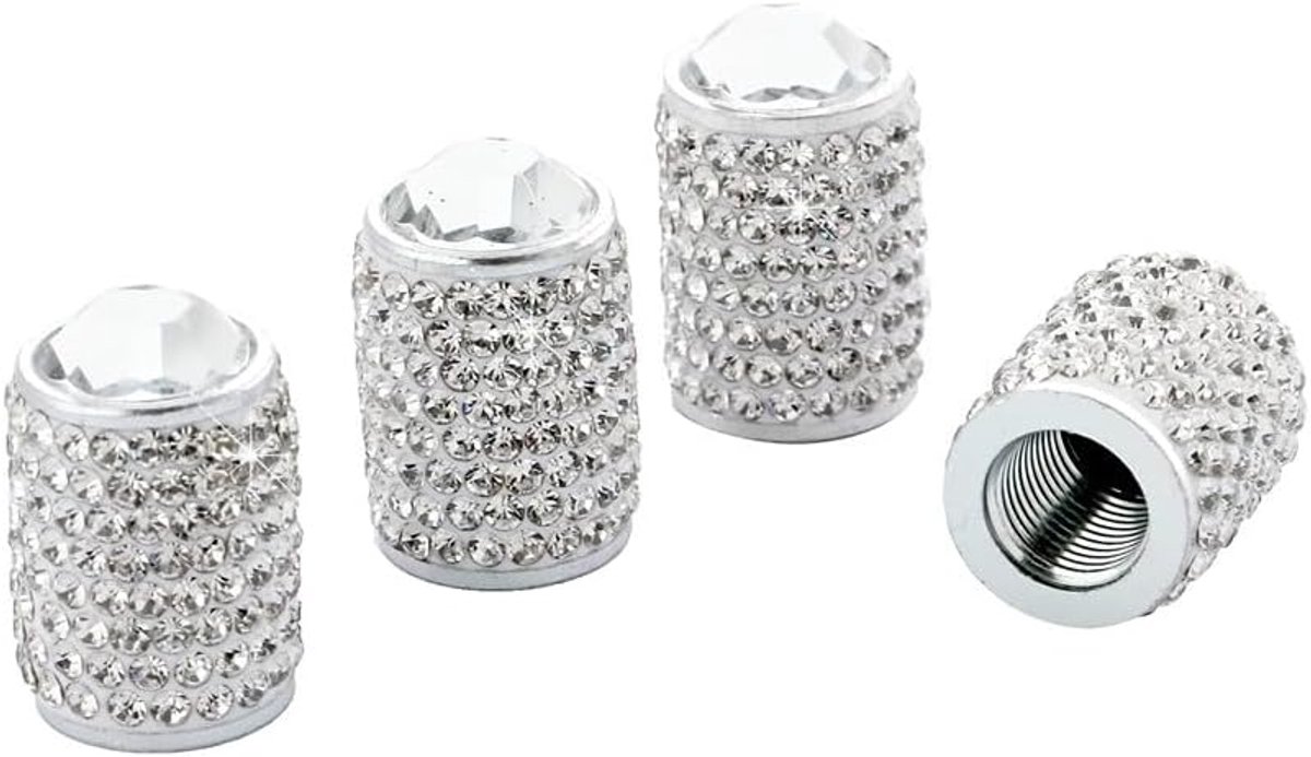Image of 4pcs Crystal Tire Valve Caps - Bling Bling Auto Accessoires - Universele Ventieldopjes voor Auto, Bus, Truck, Fiets