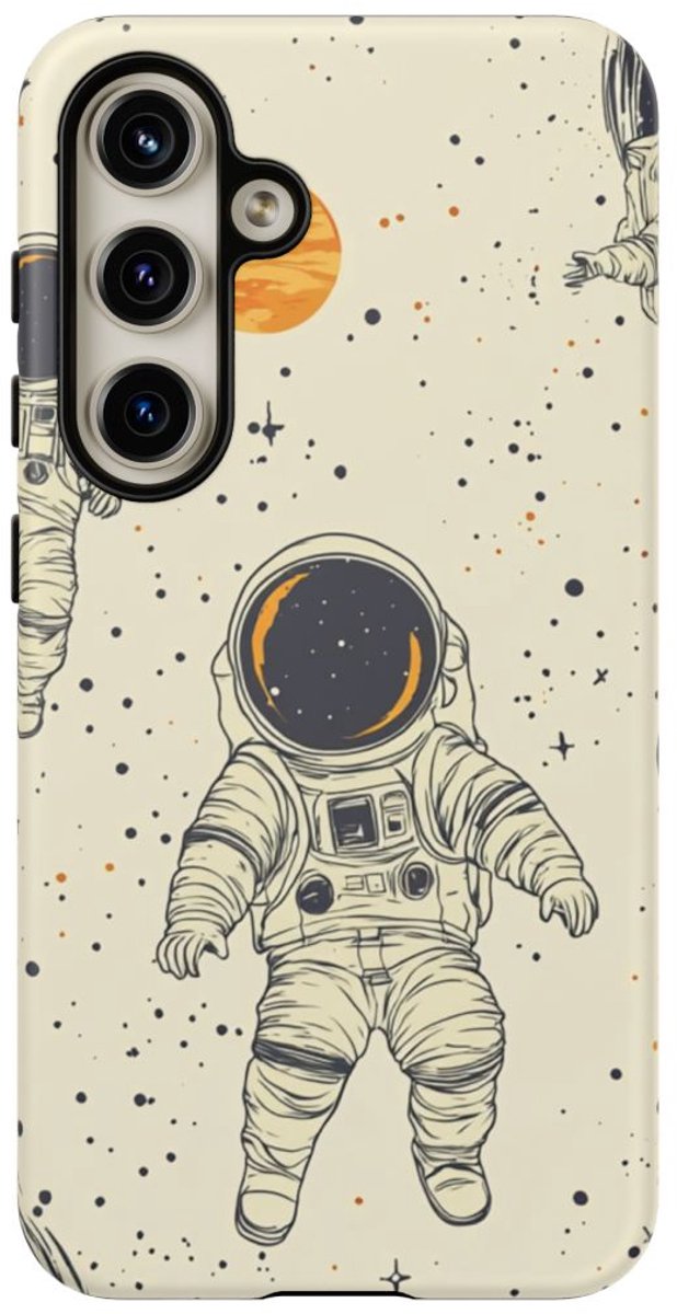 Drijvende Astronauten en Ruimtepatroon – Telefoonhoesje Geschikt voor Samsung Galaxy S24